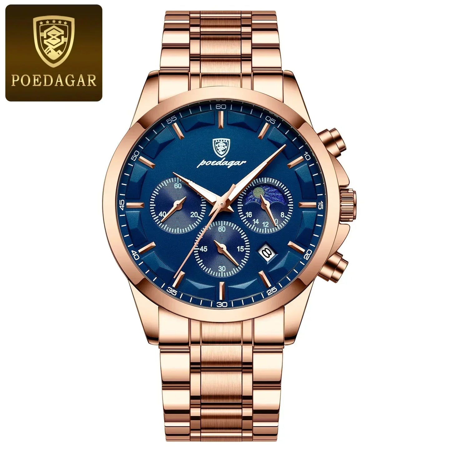 Poedagar ChronoLuxe Sport – Luxe chronograaf quartzhorloge