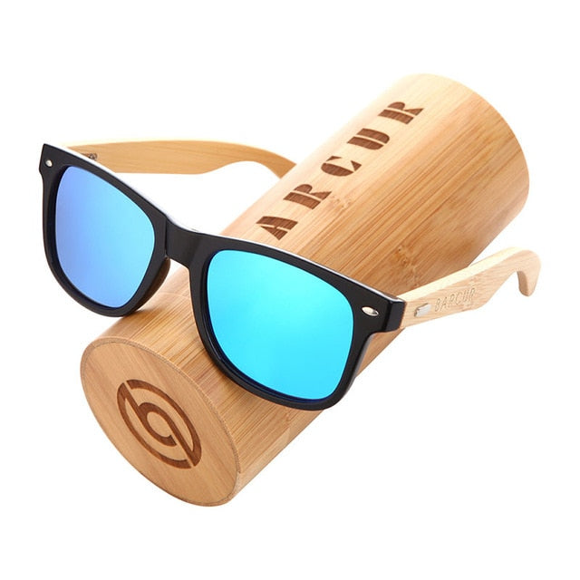 Barcur polarizado óculos de sol de bambu dos homens de madeira óculos de sol feminino marca original óculos de sol masculino