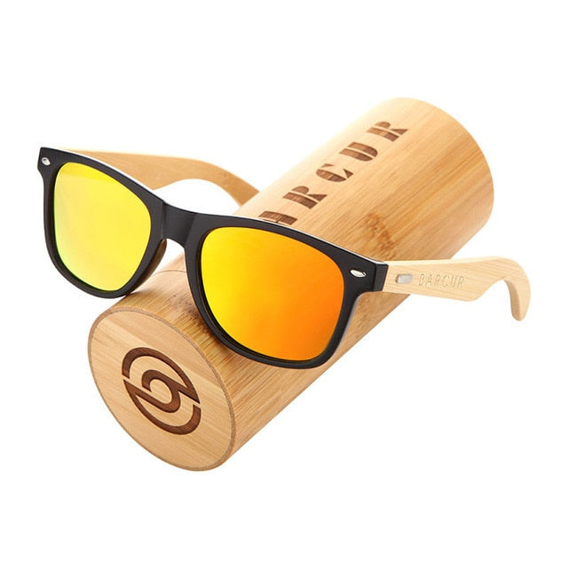 Barcur polarizado óculos de sol de bambu dos homens de madeira óculos de sol feminino marca original óculos de sol masculino