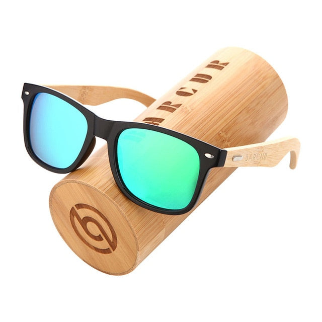 Barcur polarizado óculos de sol de bambu dos homens de madeira óculos de sol feminino marca original óculos de sol masculino