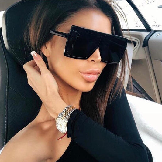 プラスチック特大女性サングラススクエアブランドデザイナービッグフレームサングラス女性 UV400 サングラス oculos masculino