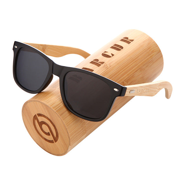 Barcur polarizado óculos de sol de bambu dos homens de madeira óculos de sol feminino marca original óculos de sol masculino
