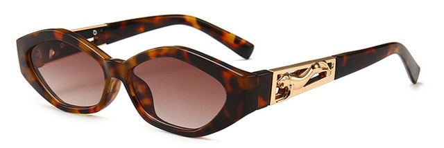 SHAUNA Diamante Afiado Moda Metal Jumping Cheetah Decoração Moda Feminina Óculos de Sol Pequeno Olho de Gato