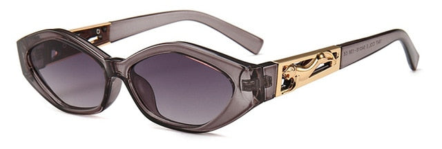 SHAUNA Diamante Afiado Moda Metal Jumping Cheetah Decoração Moda Feminina Óculos de Sol Pequeno Olho de Gato