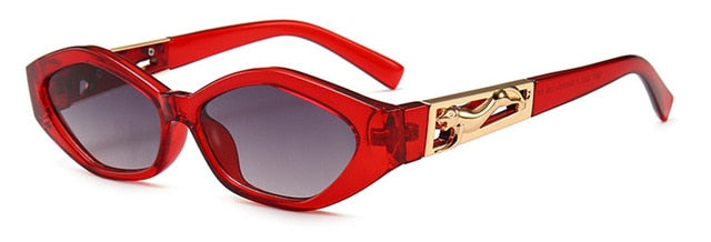 SHAUNA Diamante Afiado Moda Metal Jumping Cheetah Decoração Moda Feminina Óculos de Sol Pequeno Olho de Gato