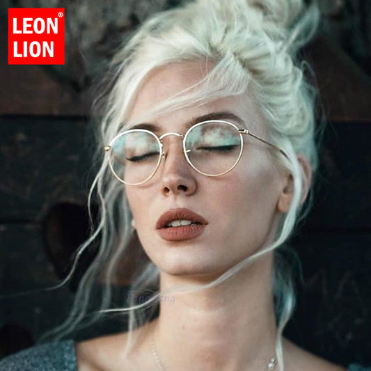 LeonLion ミラーメタルサングラス女性ヴィンテージブランドデザイナーフラットラウンドメガネ UV400 ストリートビート Oculos デソル Gafas