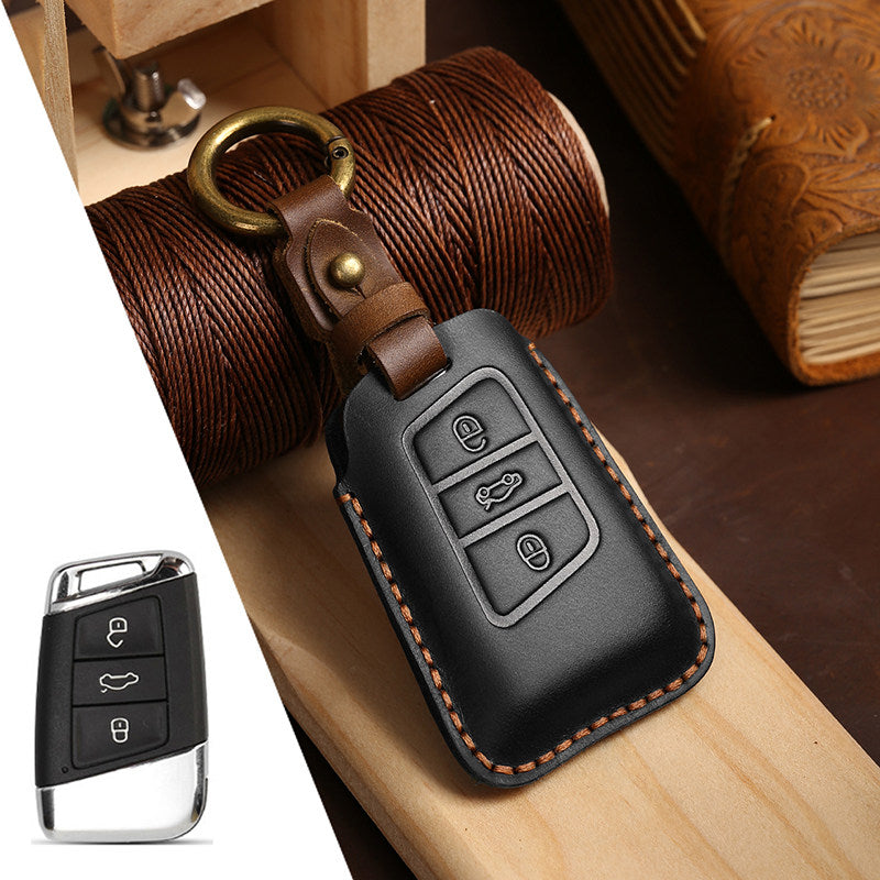 Estuche para llaves Volkswagen de cuero de primera calidad
