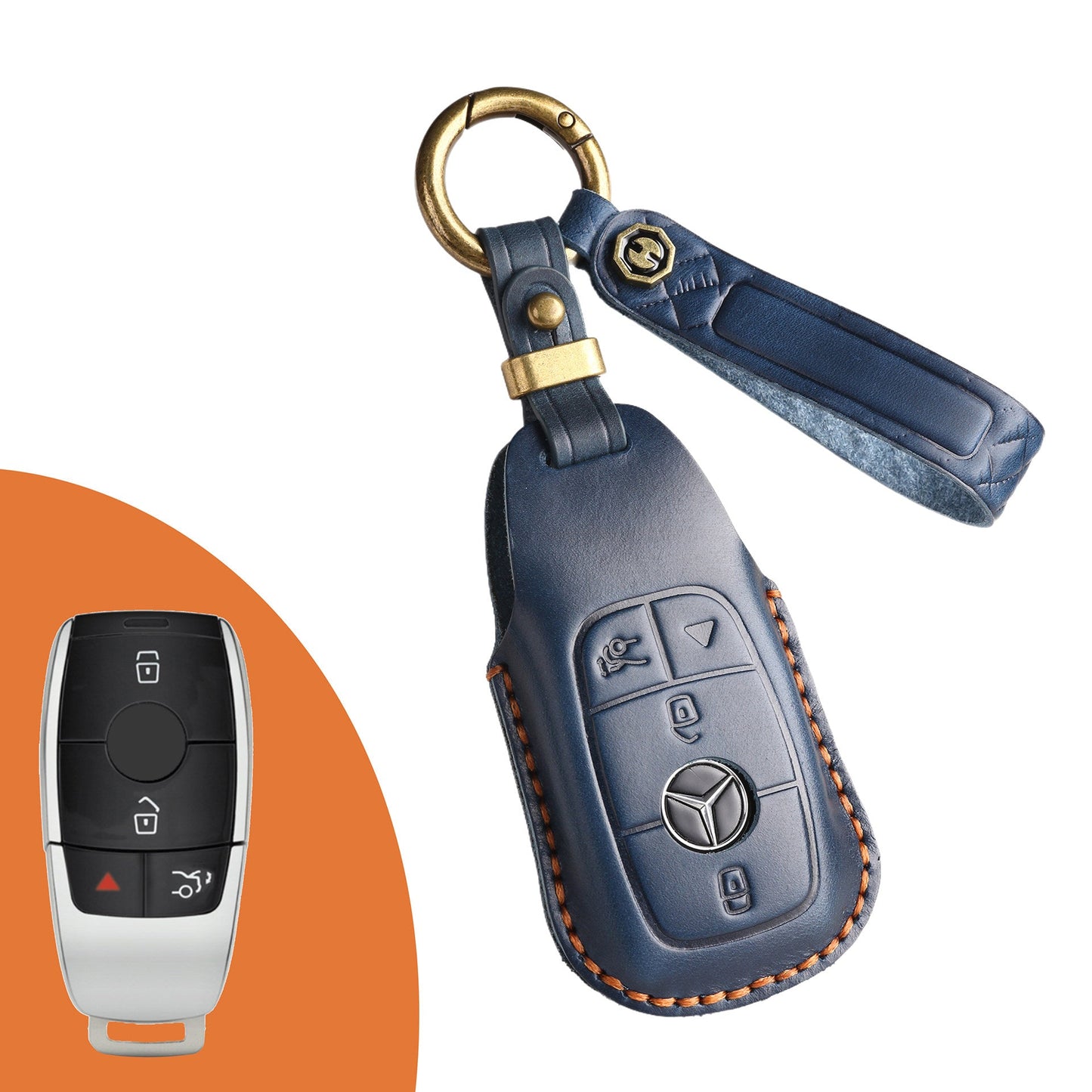 Estuche para llaves Mercedes de cuero de primera calidad