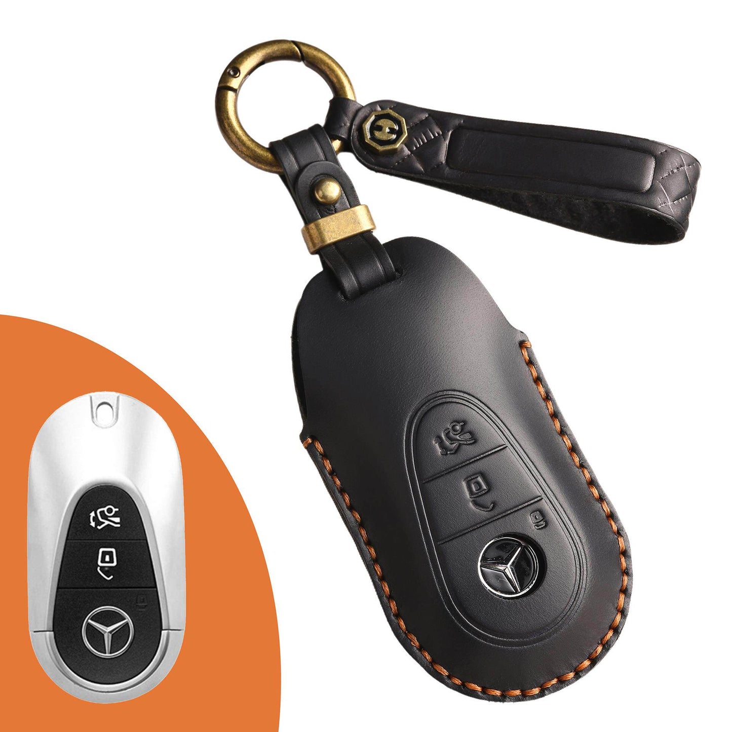 Estuche para llaves Mercedes de cuero de primera calidad