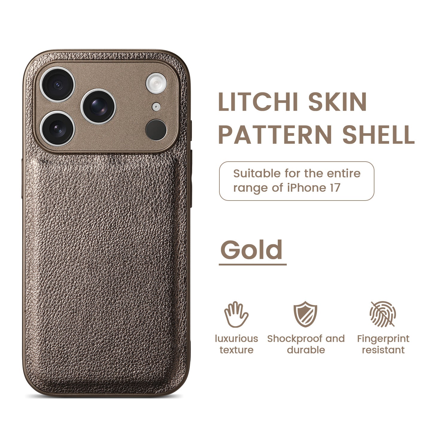 Premium Litchi Skin Pattern Läderfodral för iPhone