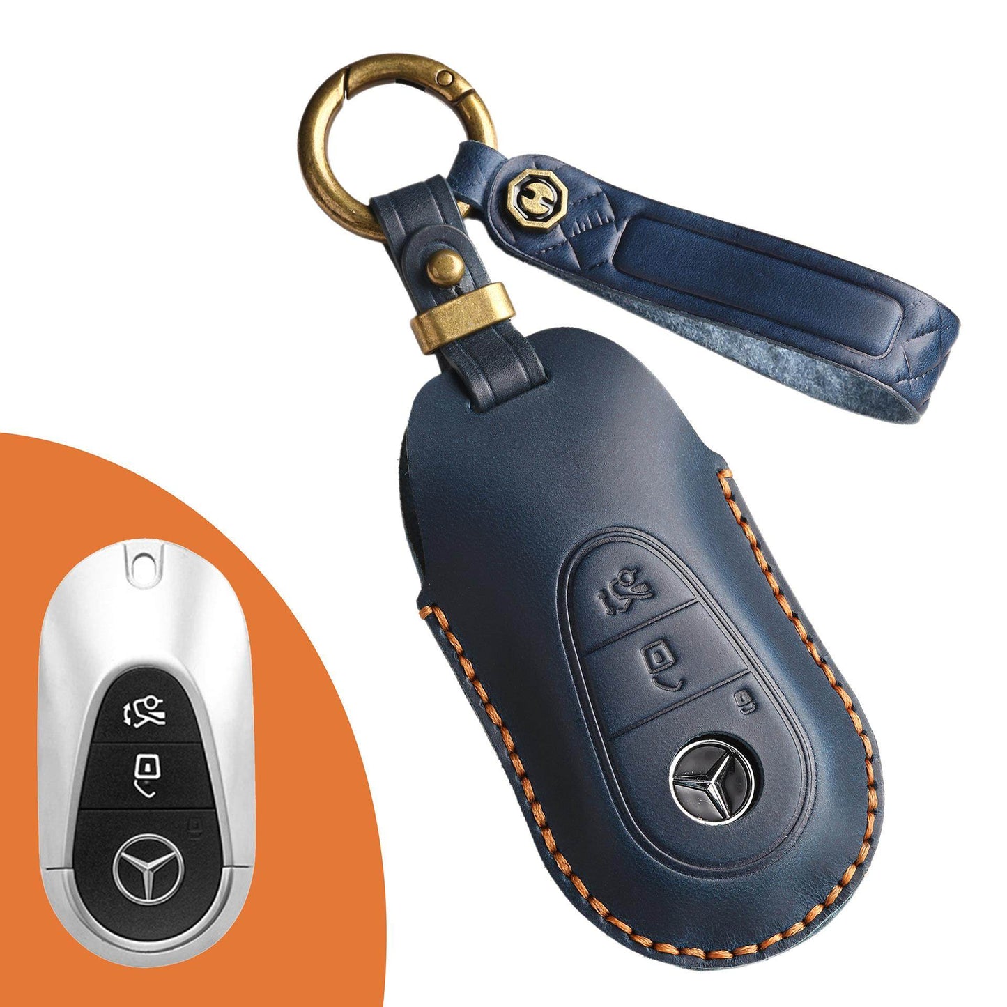 Estuche para llaves Mercedes de cuero de primera calidad