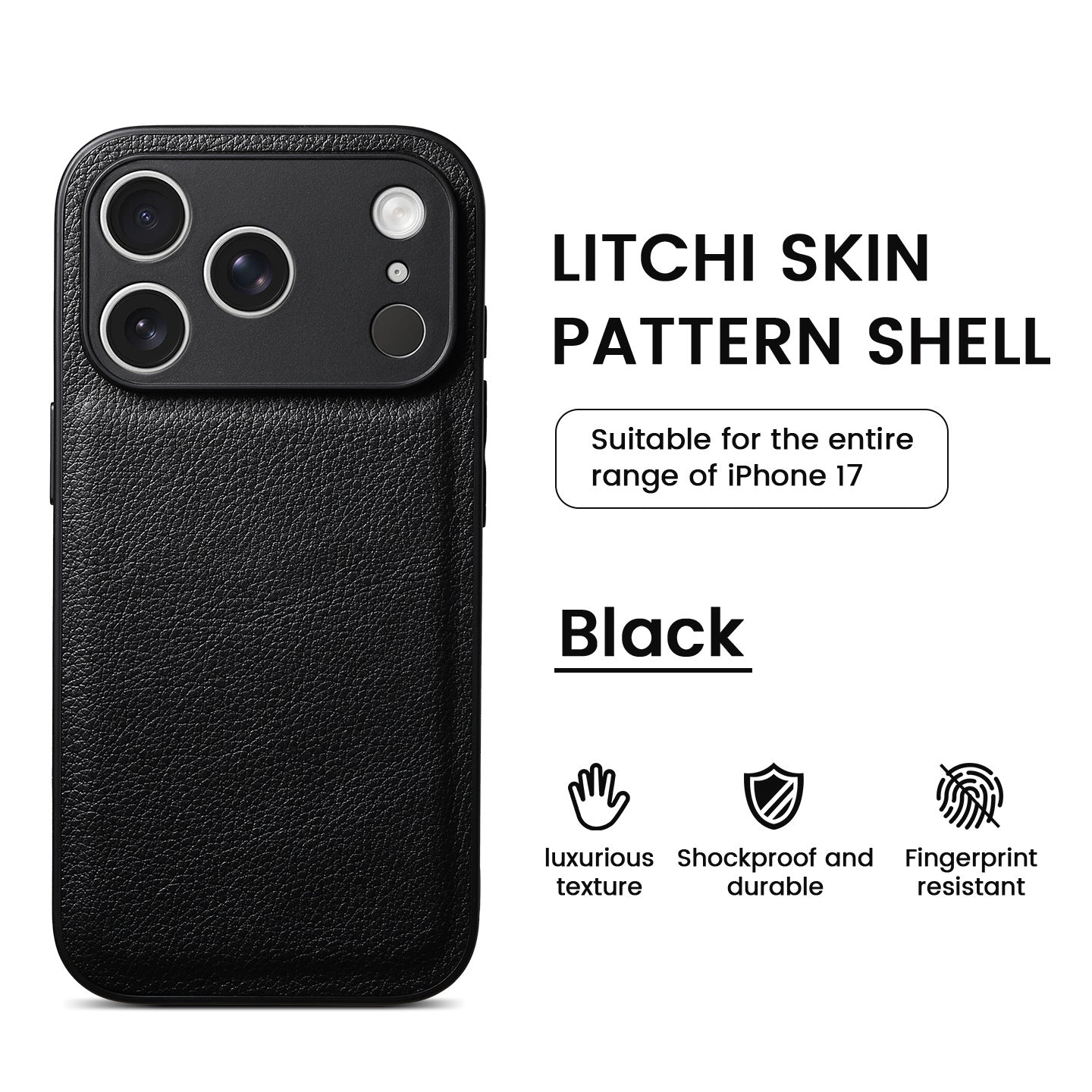Premium Litchi Skin Pattern Läderfodral för iPhone