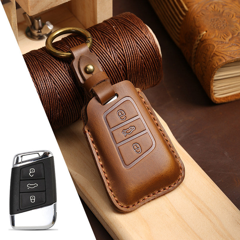 Estuche para llaves Volkswagen de cuero de primera calidad