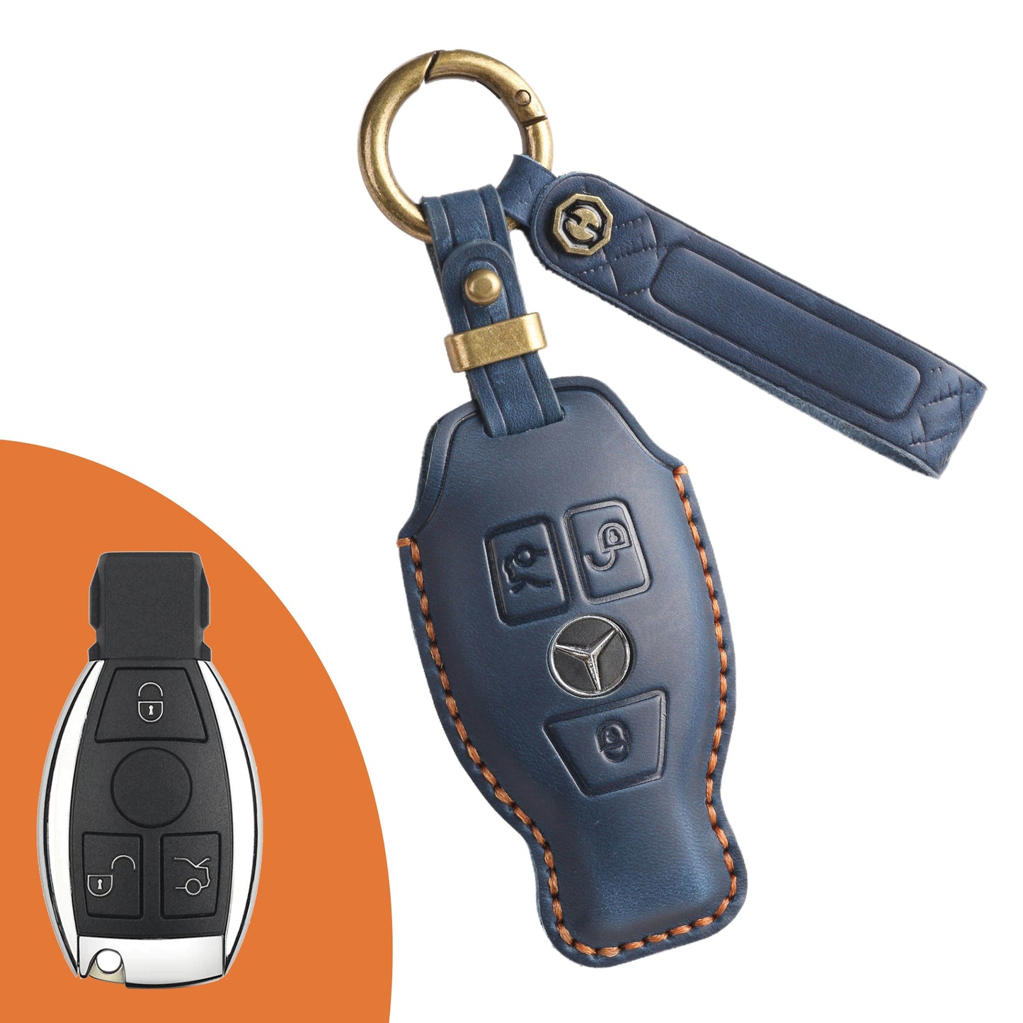 Estuche para llaves Mercedes de cuero de primera calidad