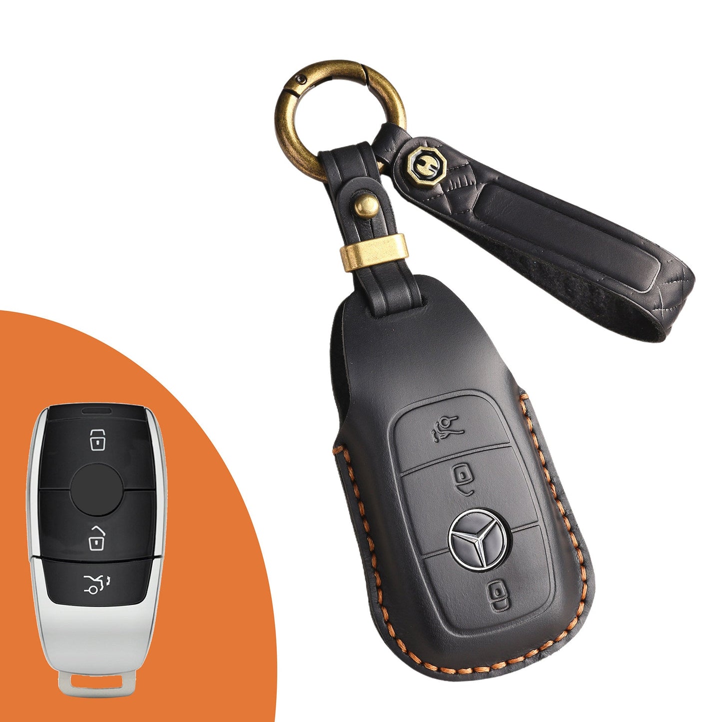 Estuche para llaves Mercedes de cuero de primera calidad