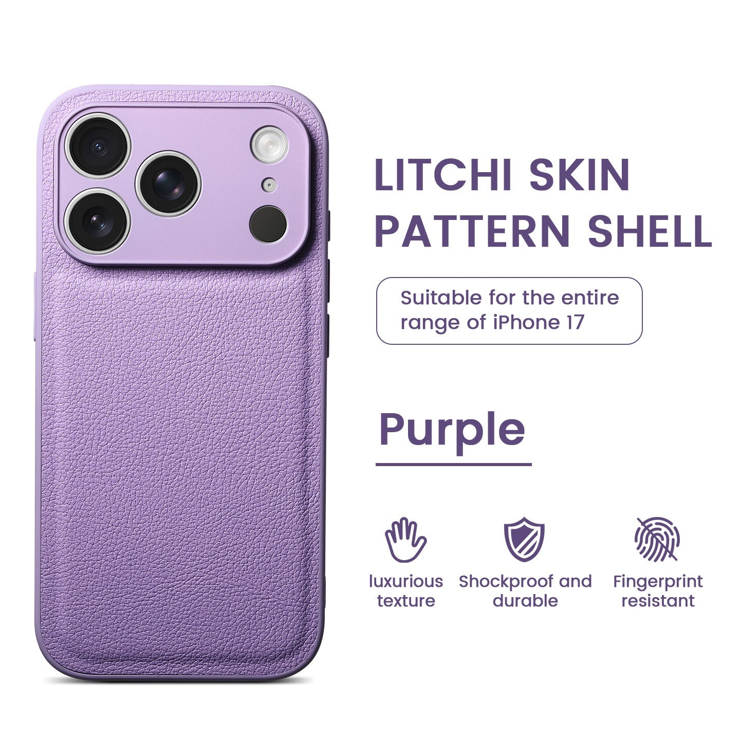 Premium Litchi Skin Pattern Läderfodral för iPhone