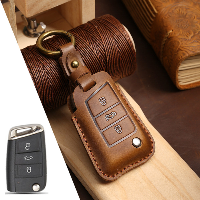 Estuche para llaves Volkswagen de cuero de primera calidad