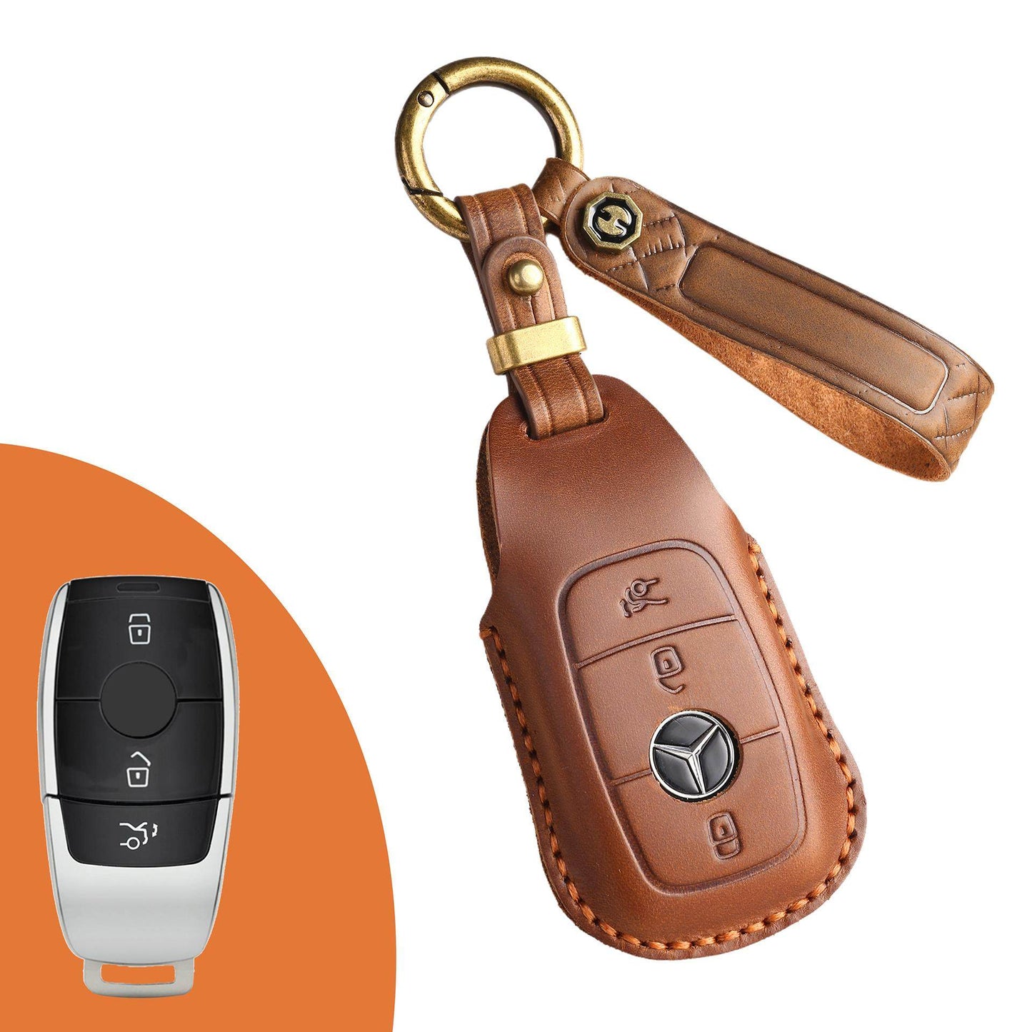 Estuche para llaves Mercedes de cuero de primera calidad