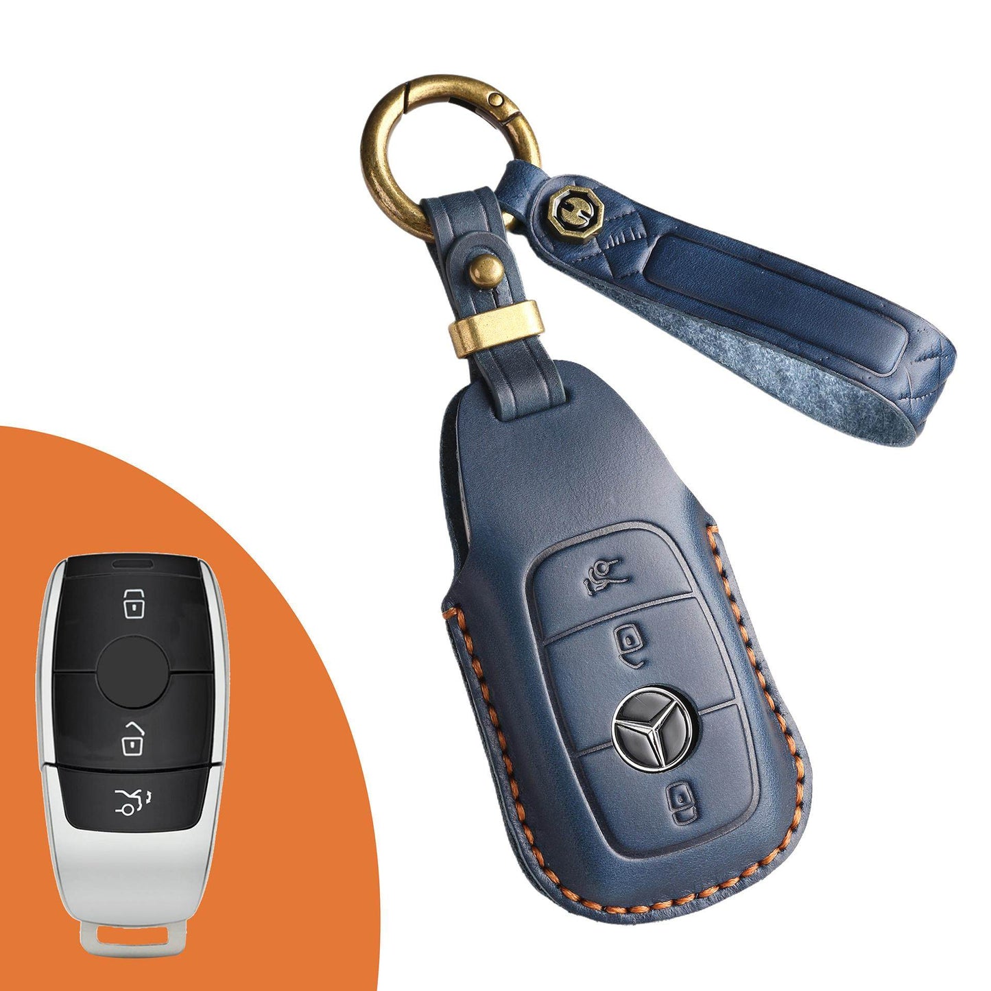 Estuche para llaves Mercedes de cuero de primera calidad