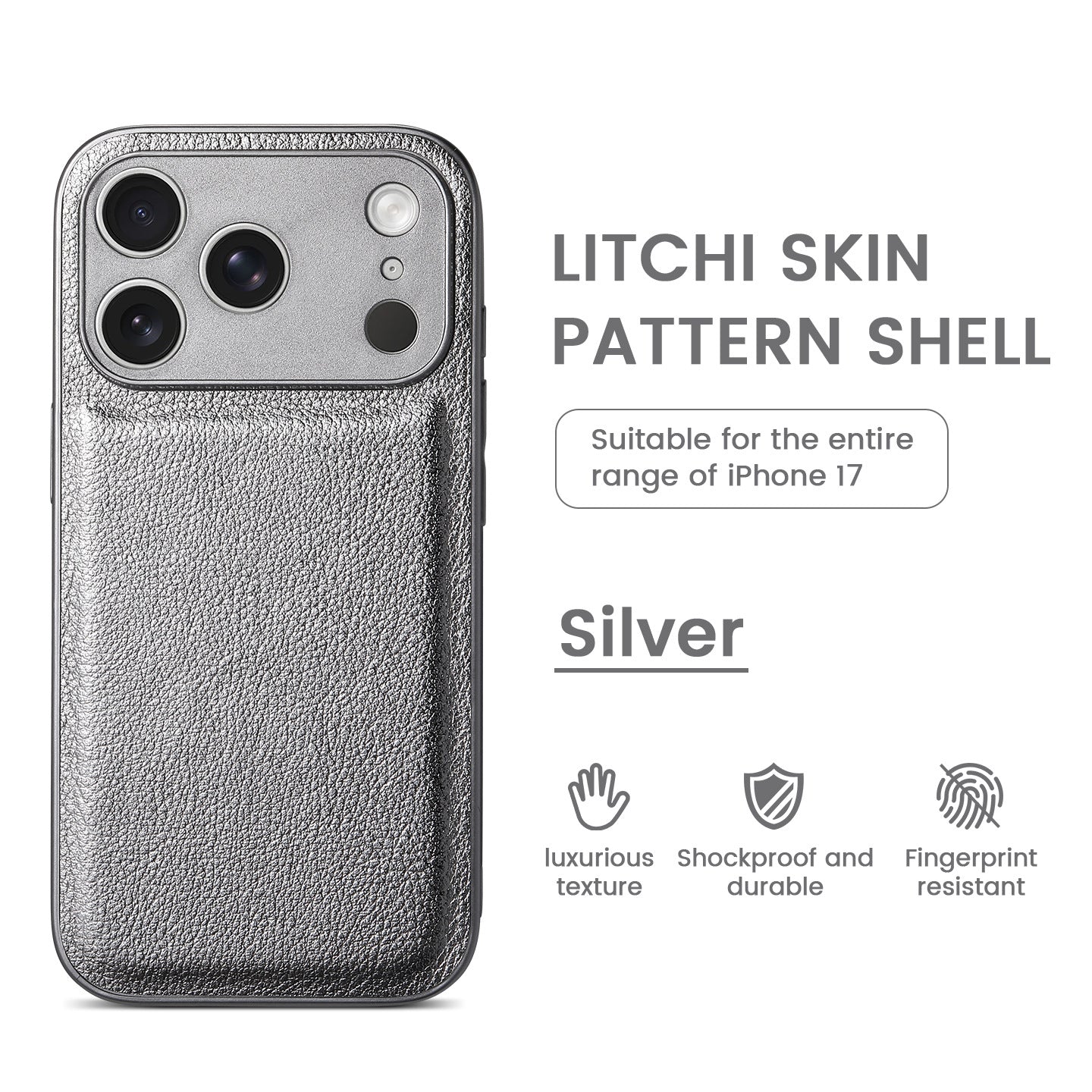 Premium Litchi Skin Pattern Läderfodral för iPhone