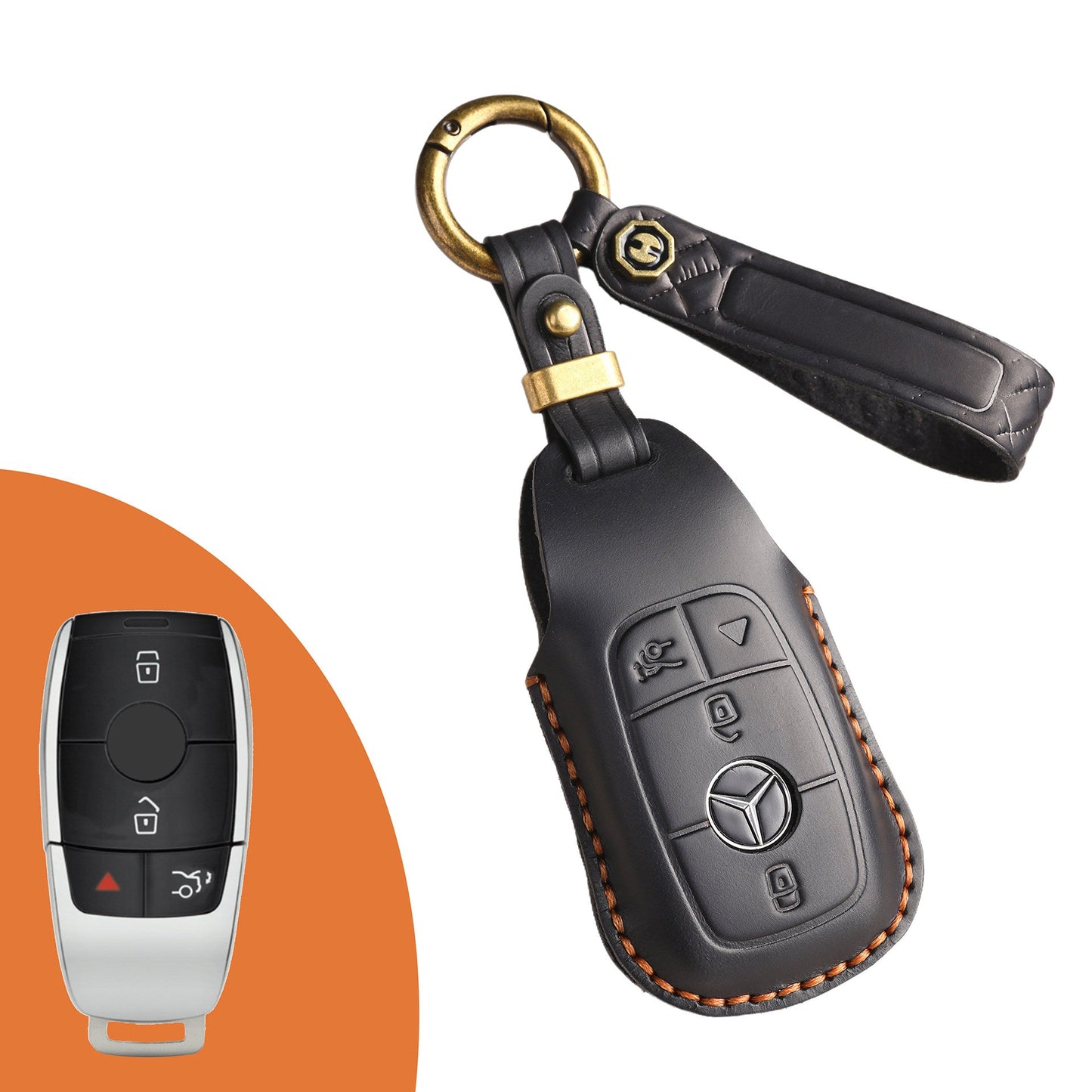 Estuche para llaves Mercedes de cuero de primera calidad