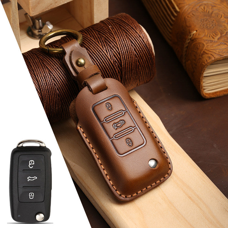 Estuche para llaves Volkswagen de cuero de primera calidad