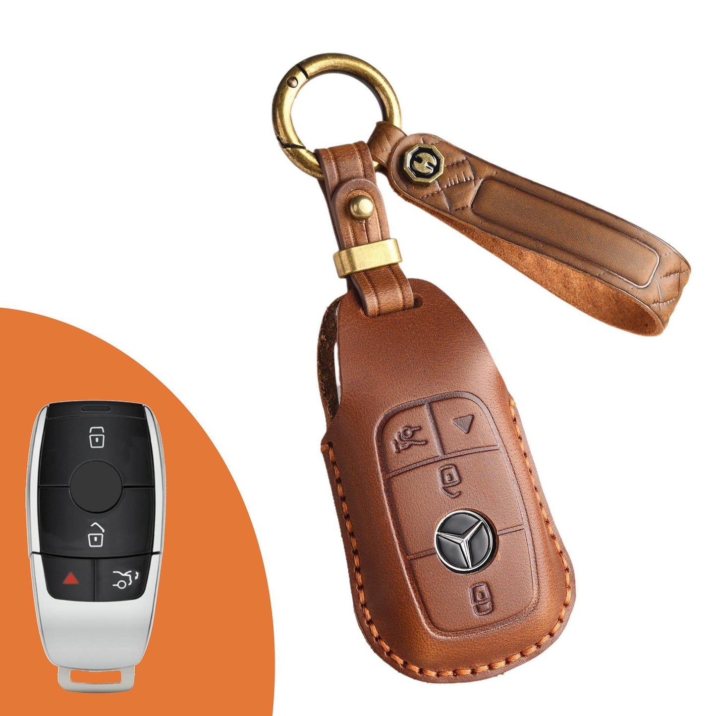 Estuche para llaves Mercedes de cuero de primera calidad