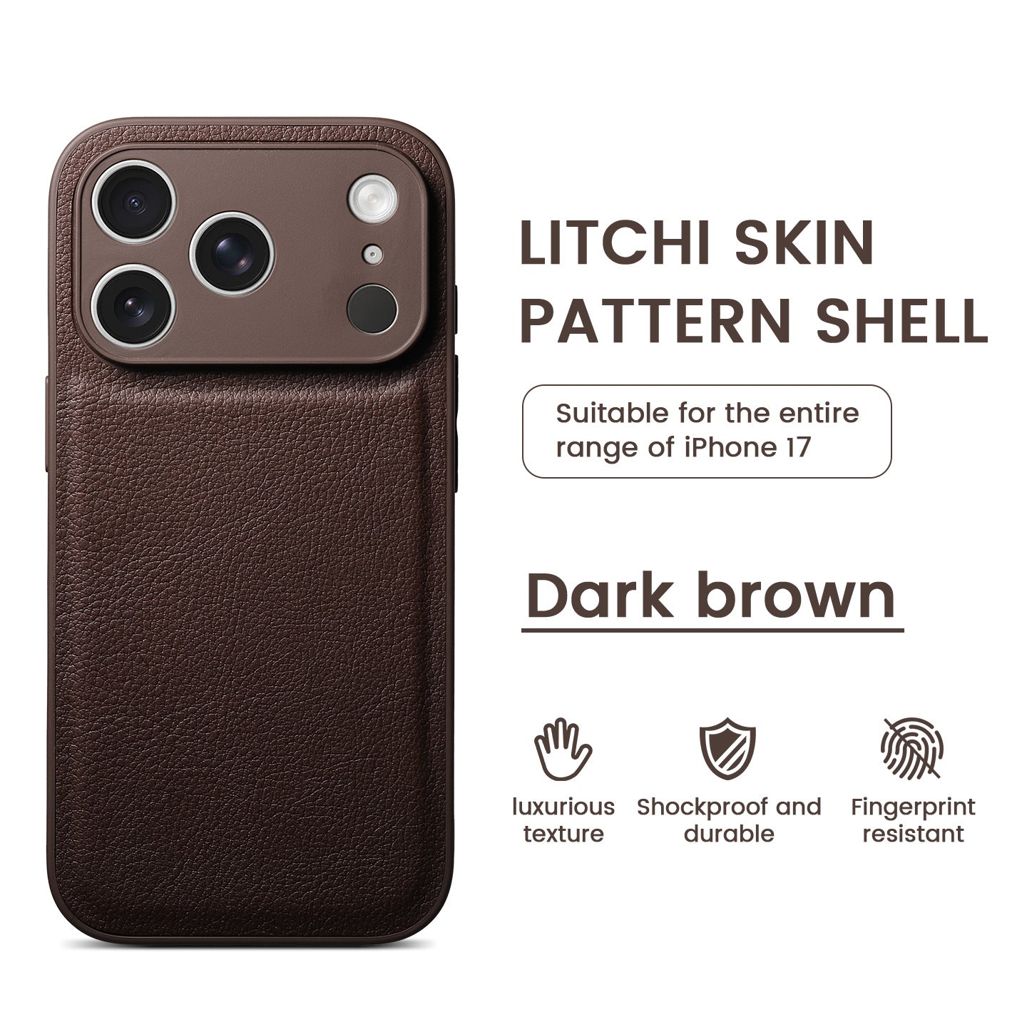 Premium Litchi Skin Pattern Läderfodral för iPhone