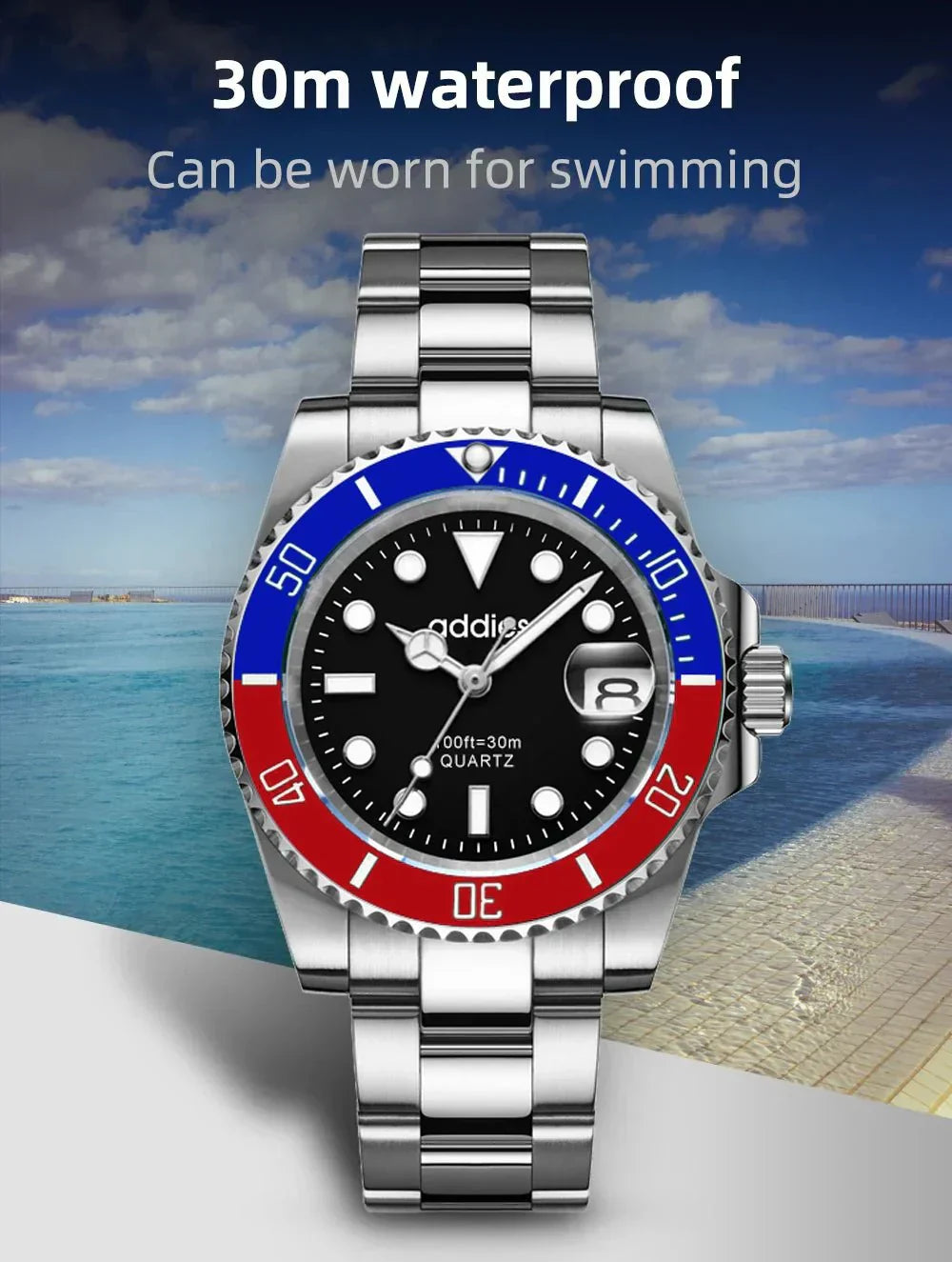 TitanX Elite menns Quartz Sport Watch – Luksus 30M vanntett rustfritt stål dykkerur | Relógio Masculino