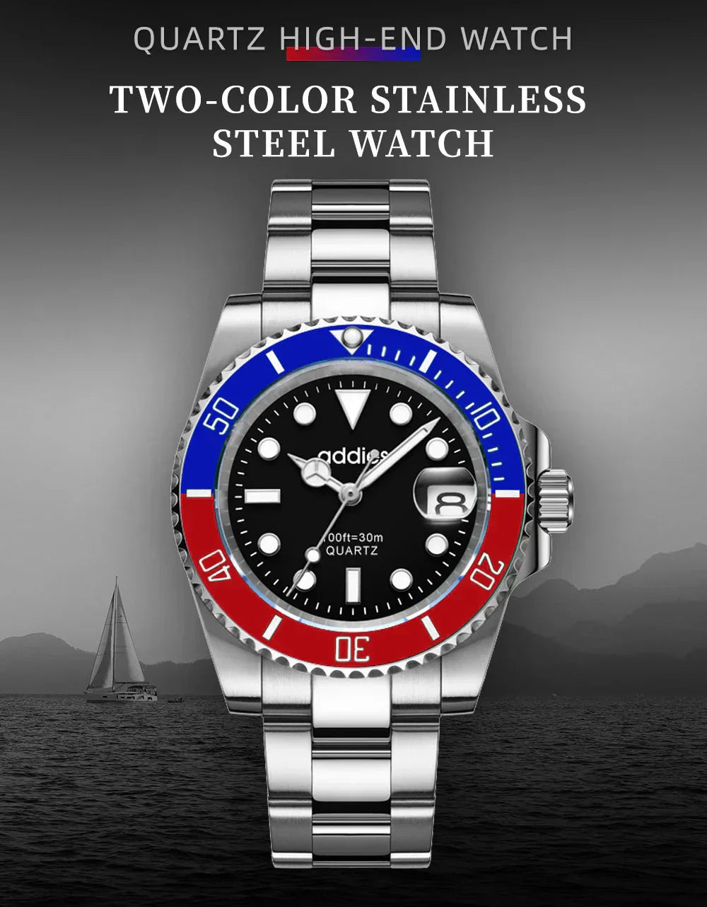 TitanX Elite menns Quartz Sport Watch – Luksus 30M vanntett rustfritt stål dykkerur | Relógio Masculino
